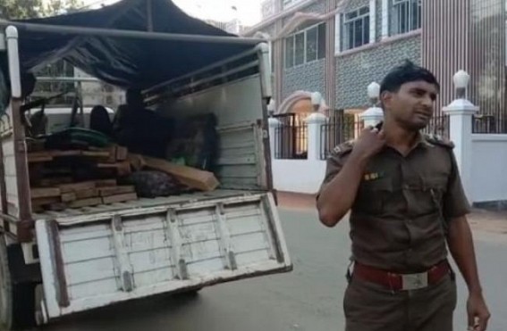 Amarpur forest department seized 40 feet illegal woods while smuggling